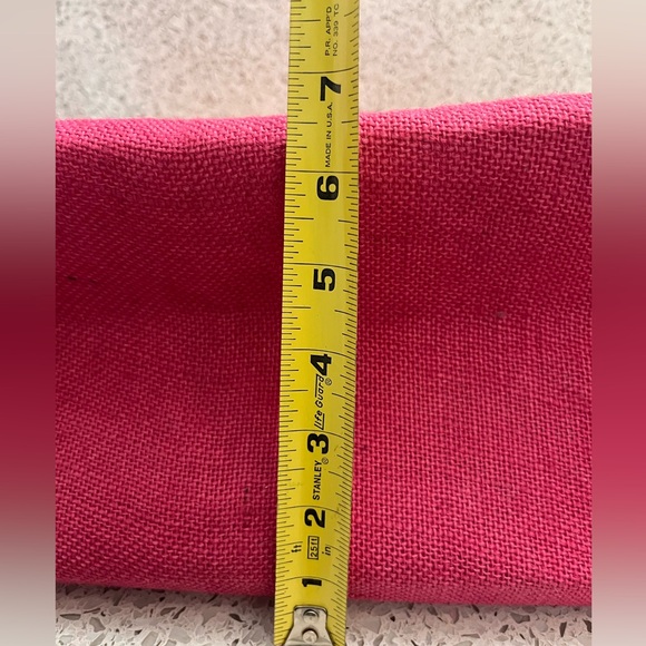 🩷3/$15 Pink Burlap Tote 17W x 12”H x 6.5” Width NWOT - Picture 7 of 10